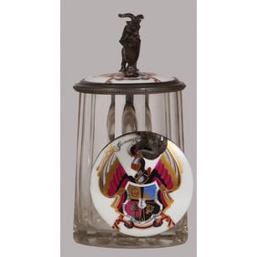 Student stein, glass, .5L, Germania sei's Panier, 1873 - 1874