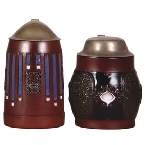 Terra cotta steins (two), .5L,  marked Terra Sigillata