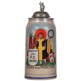 Stoneware stein, 4.0L,Überreicht Durch F.C. Bayern, Gruss aus München