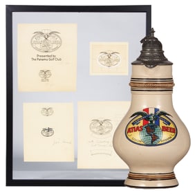 Original artwork & beer stein, Atlas Beer Panama