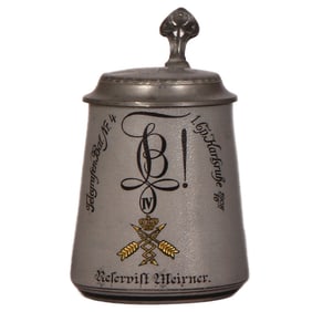 Regimental stein, .5L, Telegraphen Bat. Nr. 4, Karlsruhe