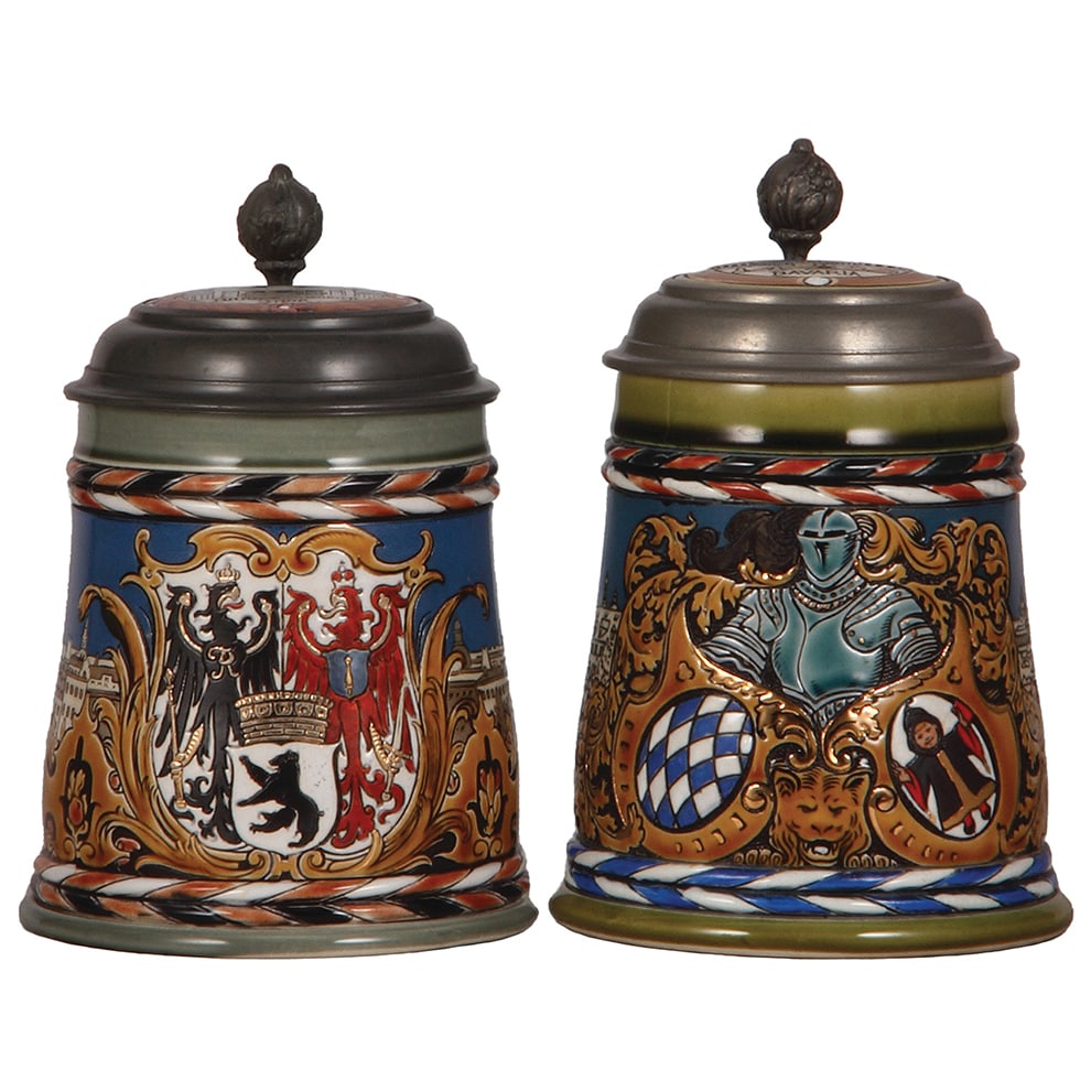 Mettlach steins, two, .5L, 2024 & .5L, 3043 (1 of 3)