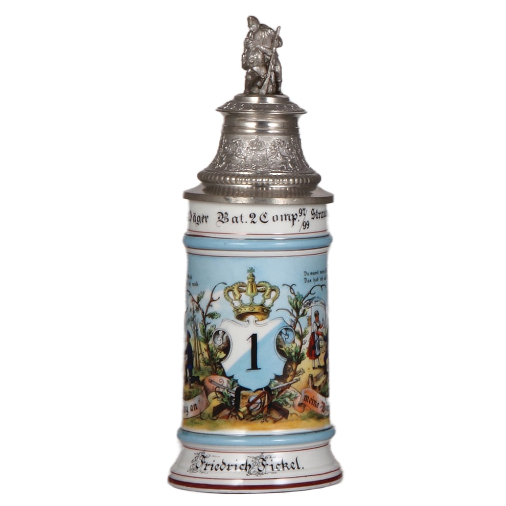 Regimental stein, .5L, K.b. 1. Jäger Bat., Straubing  (1 of 3)