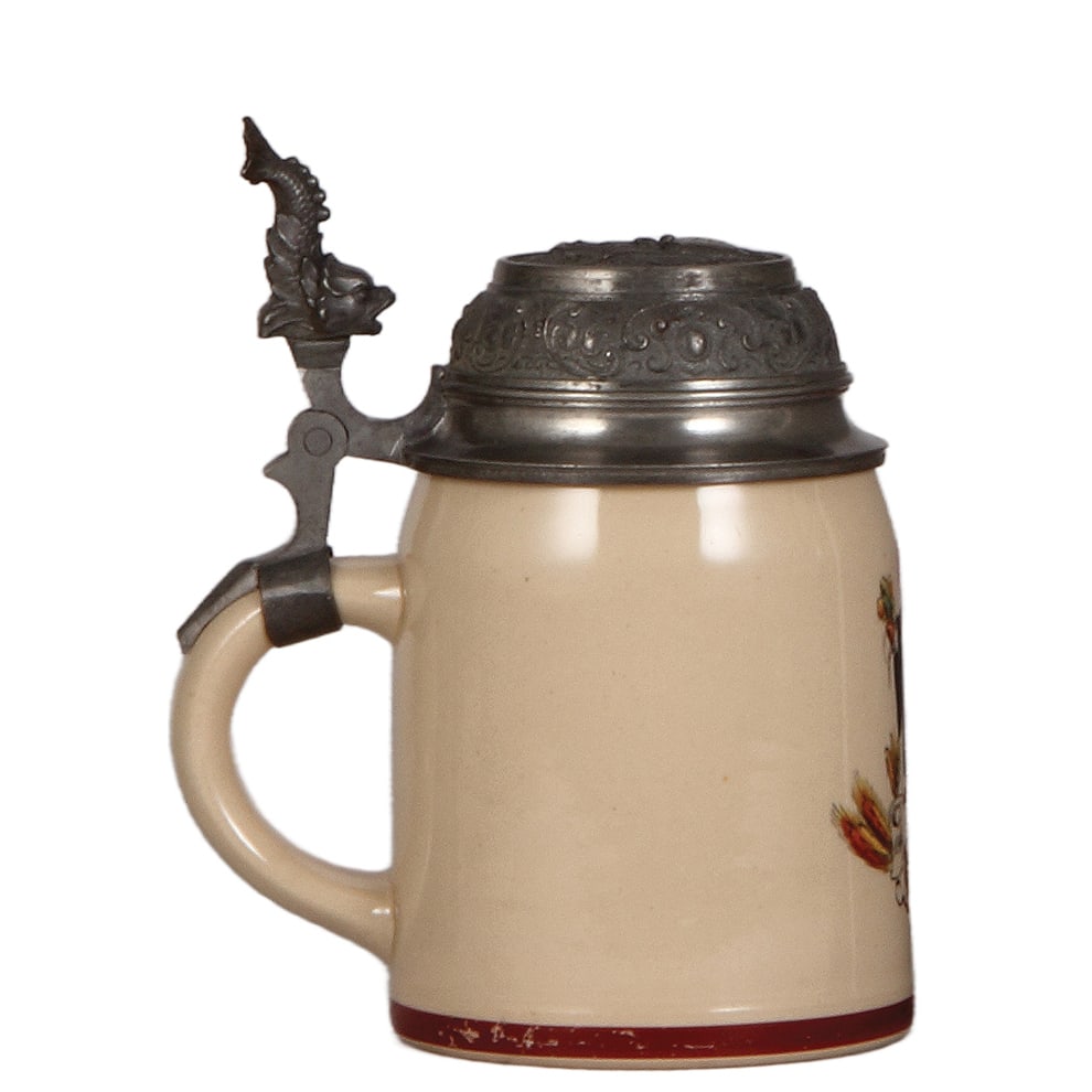Pottery steins, two, .5L, Münchner Kindl & student  - 3