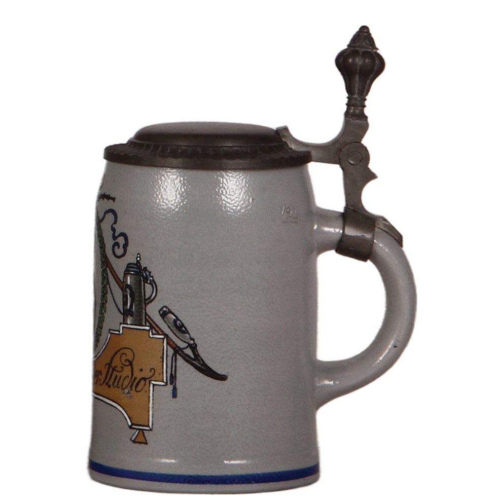 Pottery steins, two, .5L, Münchner Kindl & student  - 5