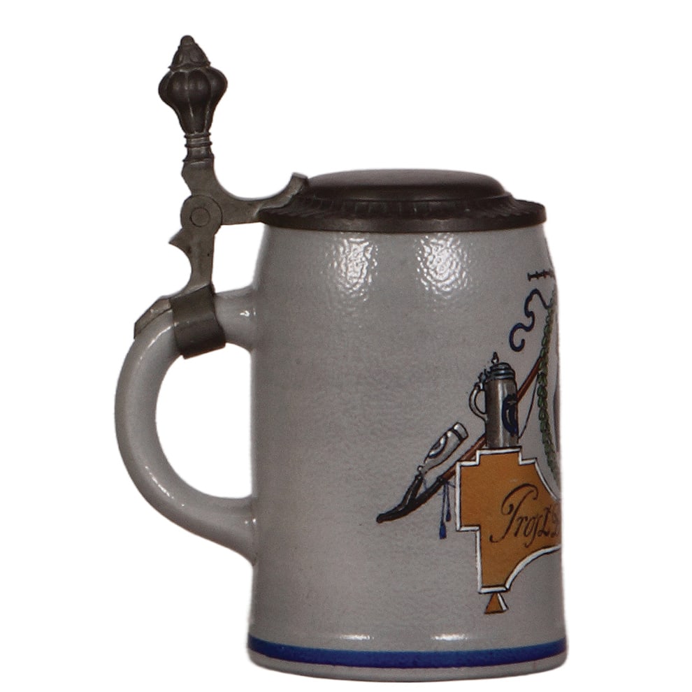 Pottery steins, two, .5L, Münchner Kindl & student  - 6