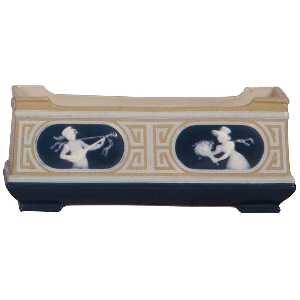 Mettlach jardinière, 7.5" l., 3265, : Mettlach jardinière, 7.5" l., 3265, cameo, mint.