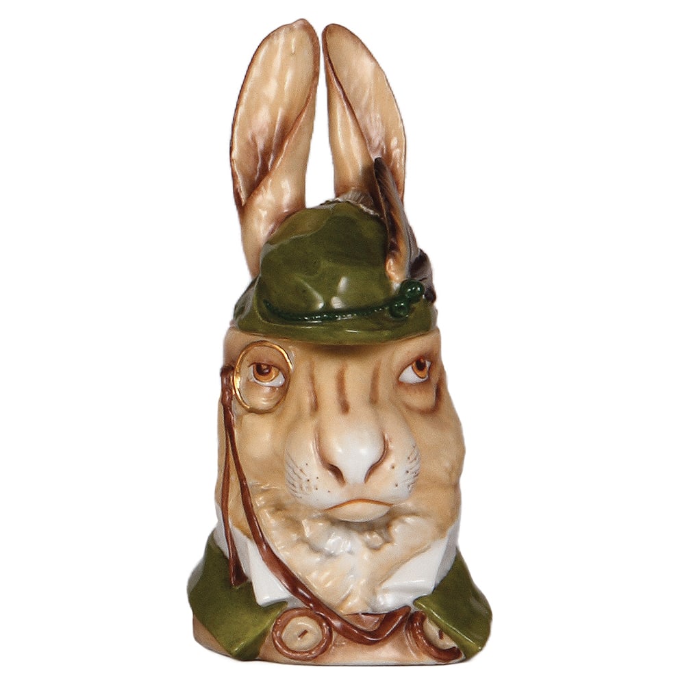 Character stein, .5L, Gentleman Rabbit : Character stein, .5L, porcelain, marked Musterschutz, by Schierholz, Gentleman Rabbit, mint.