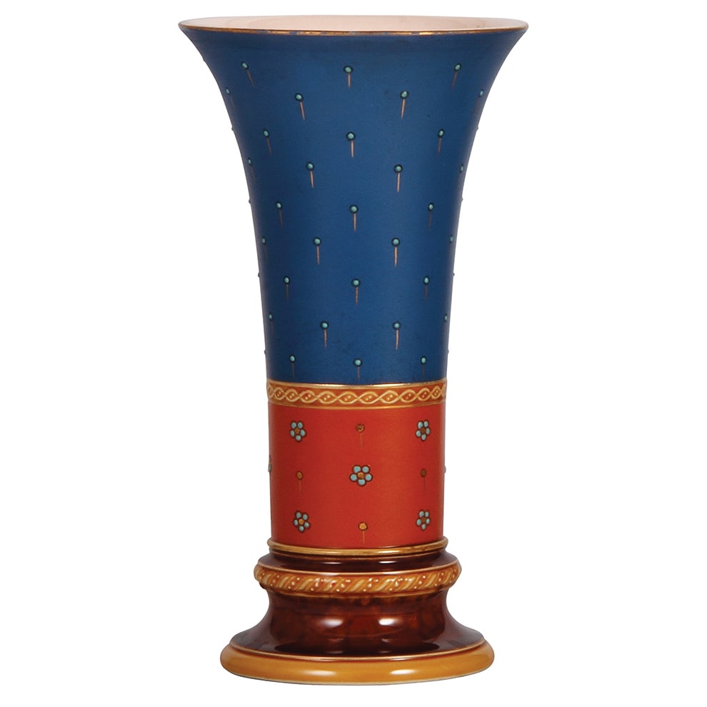 Mettlach vase, 10.4" ht., 2857 : Mettlach vase, 10.4" ht., 2857, mosaic, mint.