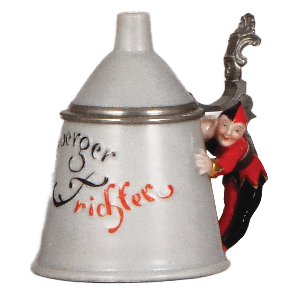 Character stein, .5L, Nürnberger Trichter : Character stein, .25L, porcelain, marked Musterschutz, by Schierholz, Nürnberger Trichter, mint.