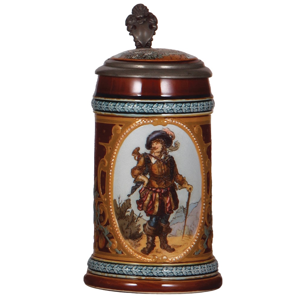 Mettlach stein, .5L, 1998, Trumpeter of Säckingen : Mettlach stein, .5L, 1998, etched, Trumpeter of Säckingen, inlaid lid, mint.