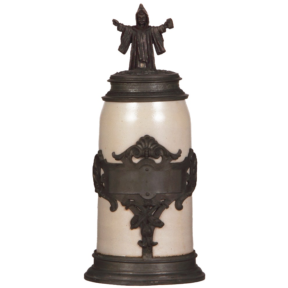 Stoneware stein, 1.0L, elaborate pewter overlay. (1 of 4)