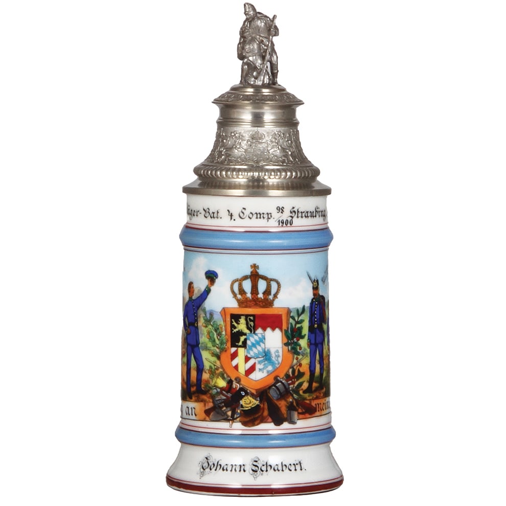 Regimental stein, .5L, 1. Jäger Bat., Straubing. (1 of 3)