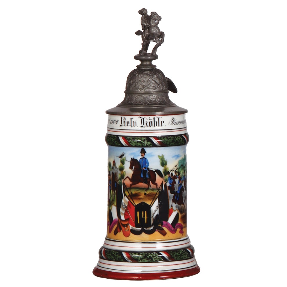 Regimental stein, .5L, Drag. Regt. No. 14, Colmar. (1 of 3)