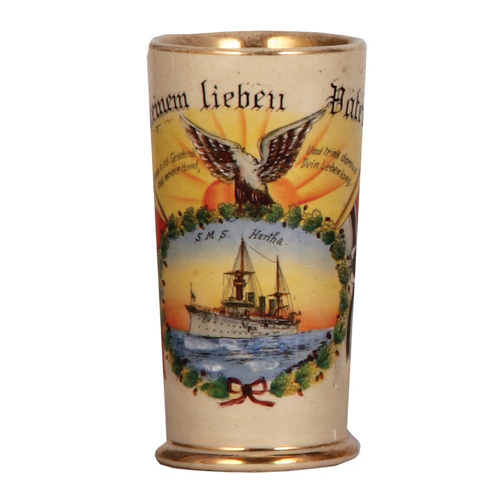 Regimental pottery beaker, .4L, S.M.S. Hertha. (1 of 4)