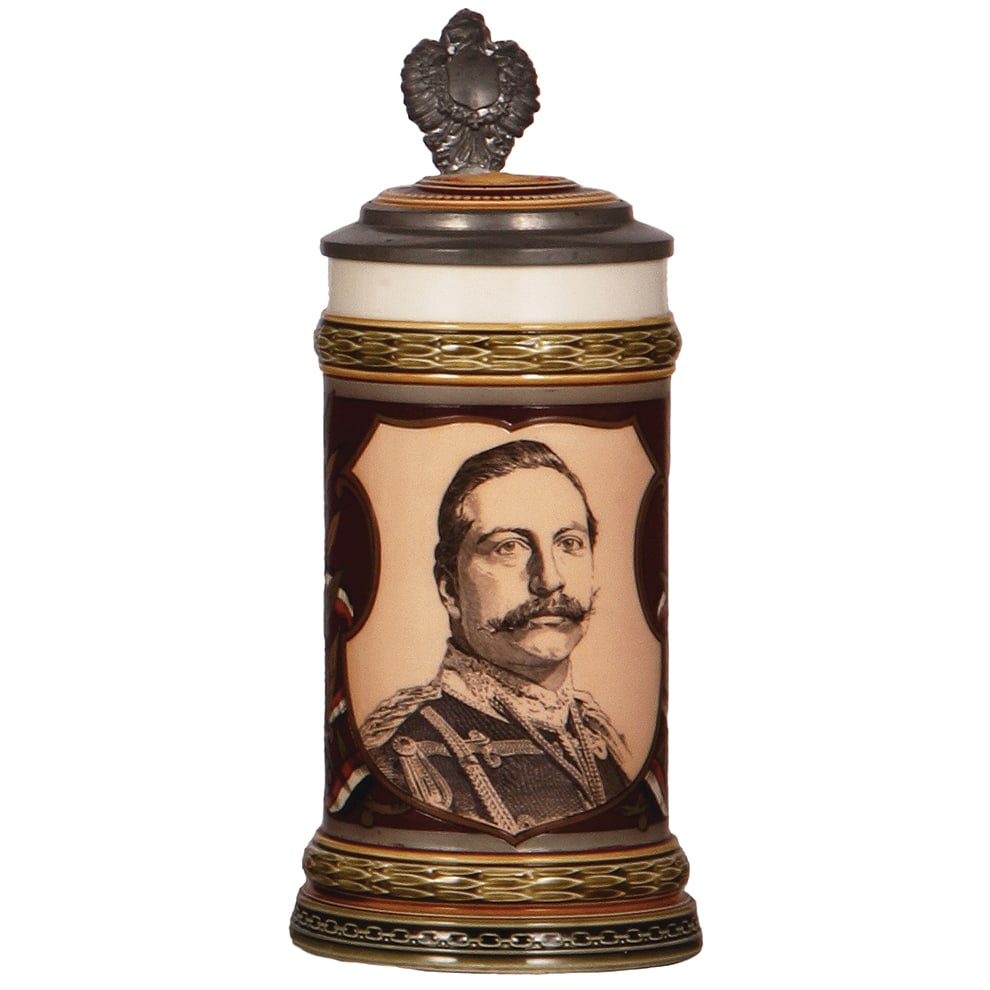 Mettlach stein, .5L, 1861, etched & PUG, Wilhelm II. (1 of 4)