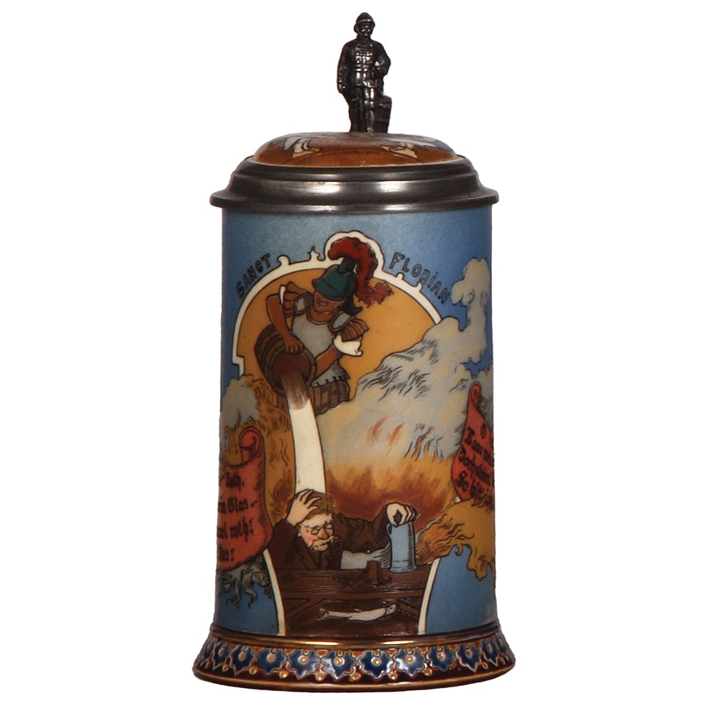 Mettlach stein, .5L, 2091, etched, by H. Schlitt, Sangt Florian. (1 of 4)