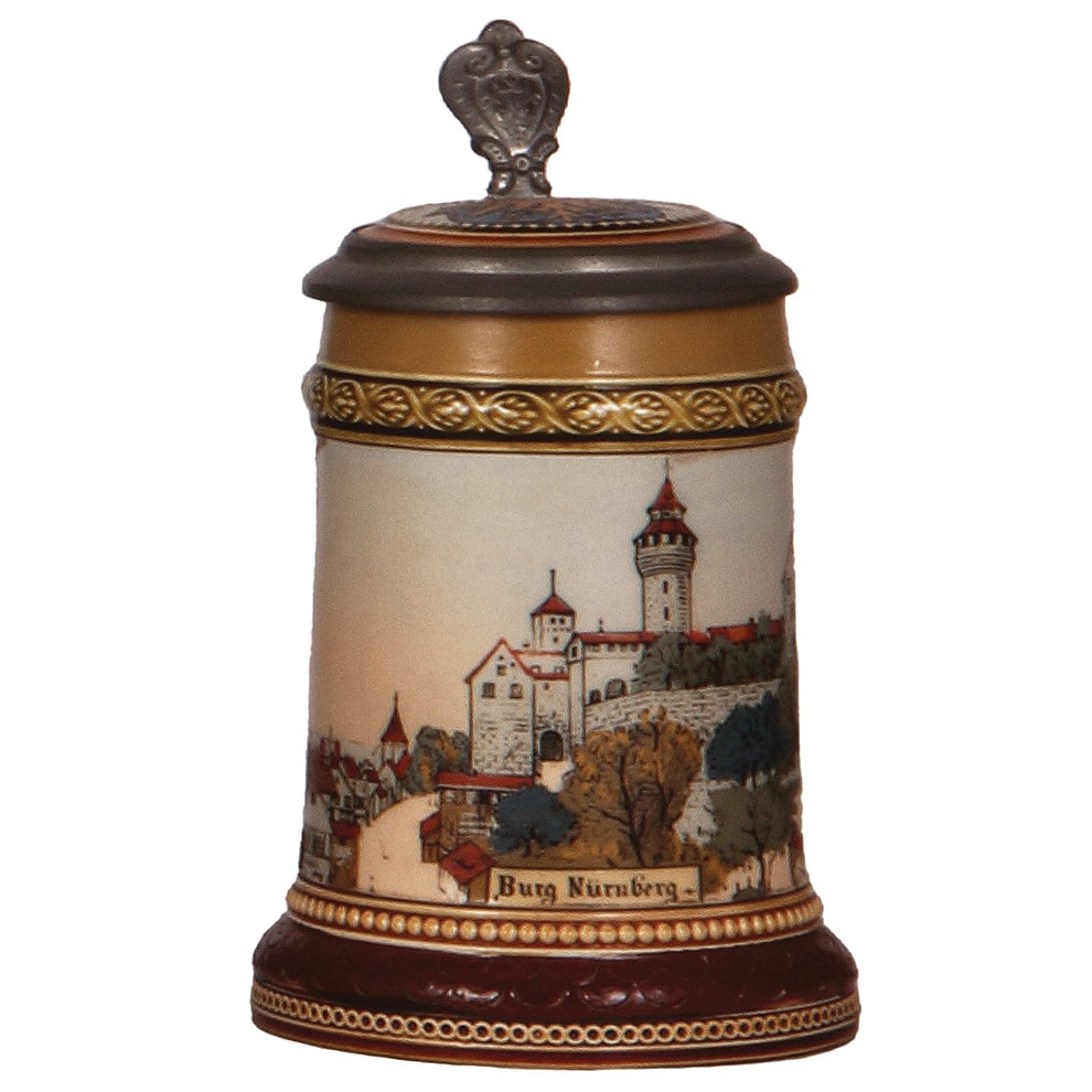 Mettlach stein, .25L, 2277, etched, Burg Nürnberg. (1 of 4)