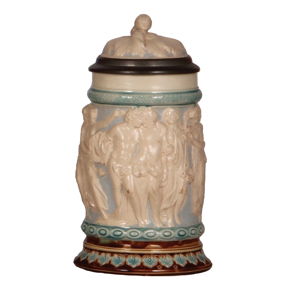Mettlach stein, .5L, 2440, decorated relief, Capo-di-Monte. (1 of 4)