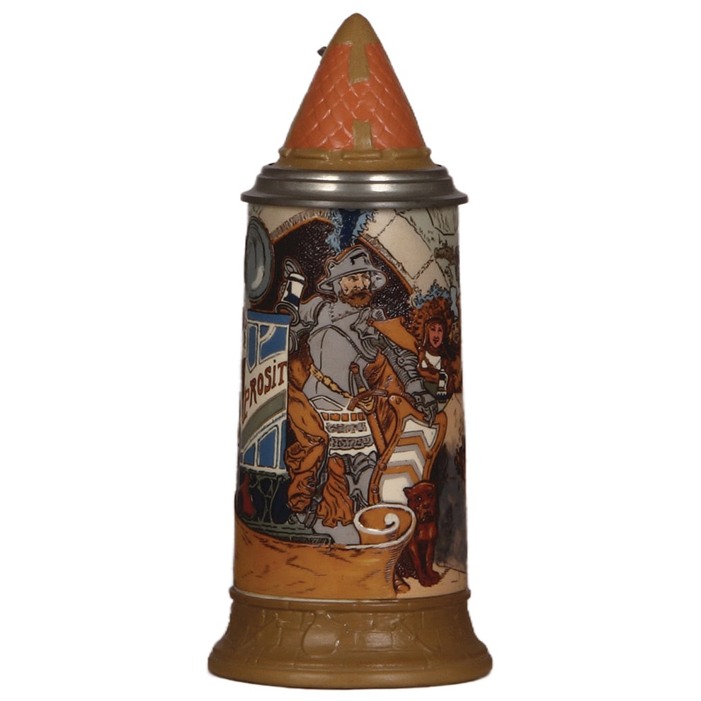 Mettlach stein, .5L, 2580, etched, Die Kannenburg. (1 of 3)