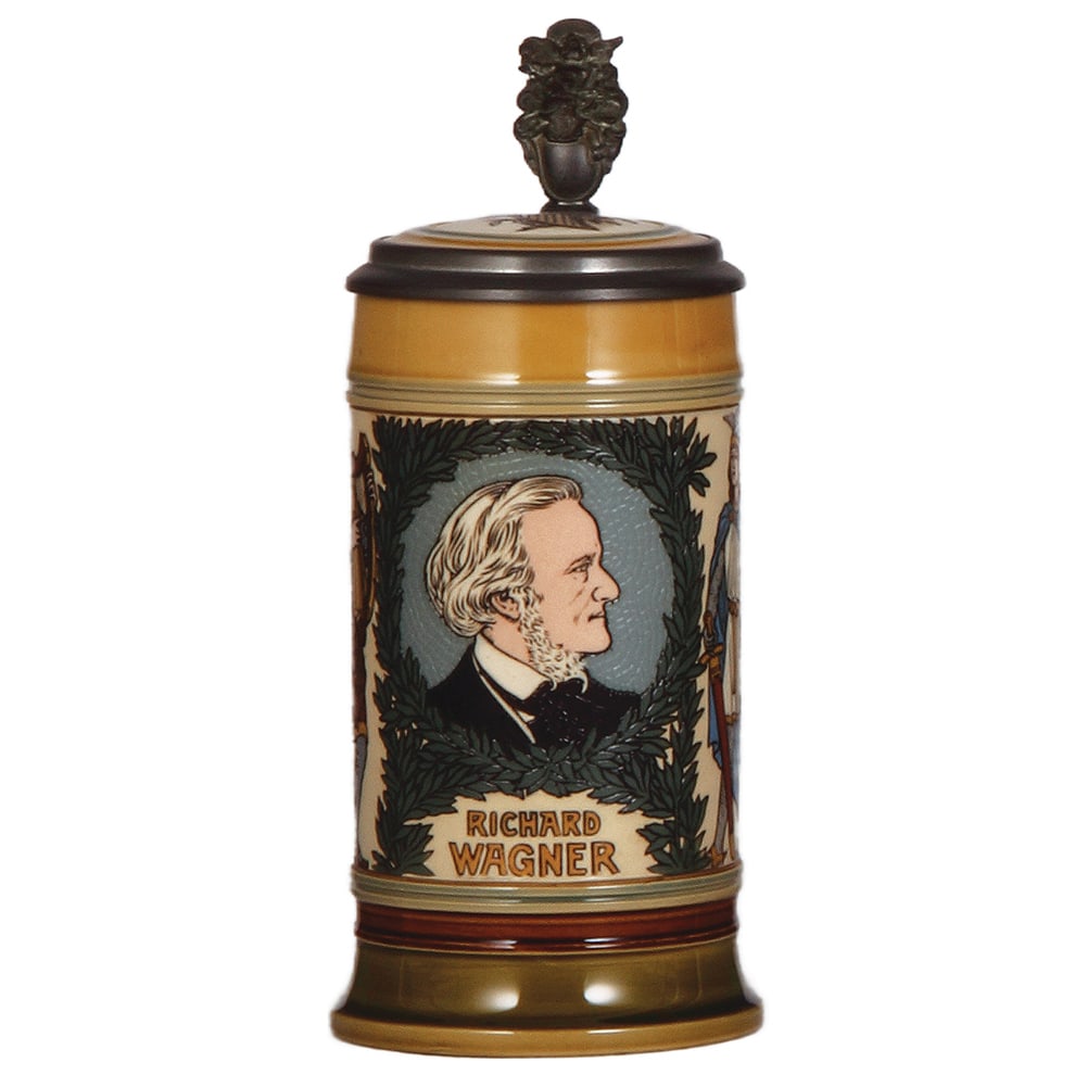 Mettlach stein, .5L, 2798, etched, Richard Wagner. (1 of 4)