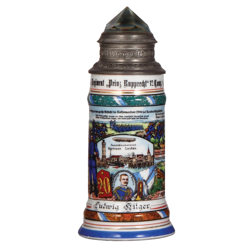 Regimental stein, .5L, 20. Inft. Regiment, Lindau. (1 of 3)