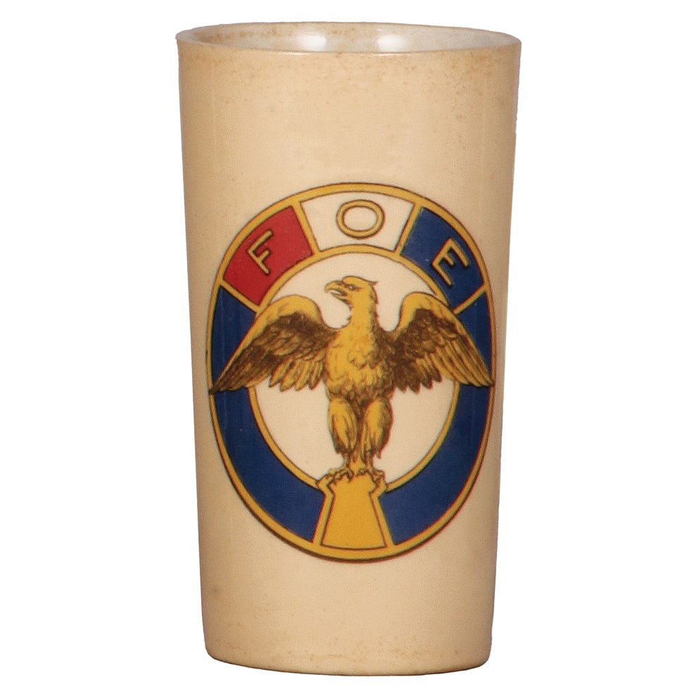 Mettlach beaker, .25L, 1301[2327].: Mettlach beaker, .25L, 1301[2327], PUG, FOE Fraternal Order Eagles, mint.
