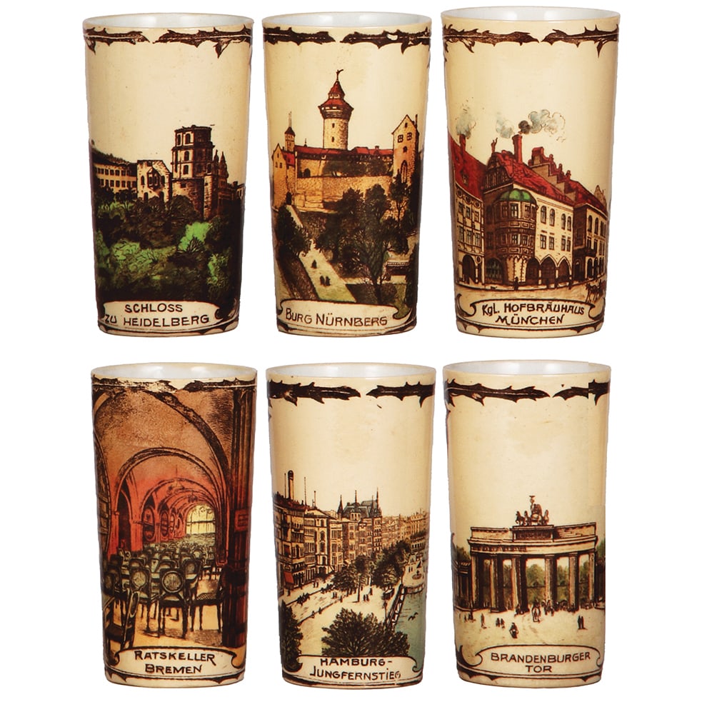 Mettlach beakers, set of six, .25L, 425-430[2327]. (1 of 3)