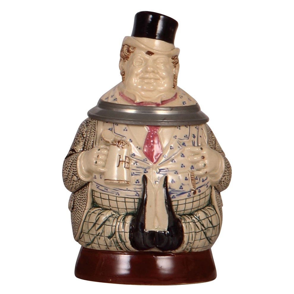 Character stein, .5L, marked Thewalt, Rich Man.: Character stein, .5L, pottery, marked Thewalt, 175, Rich Man, mint