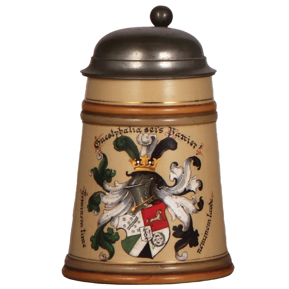 Student Society stein, .5L, Mettlach, 76, Guestphalia sei's Panier! (1 of 3)