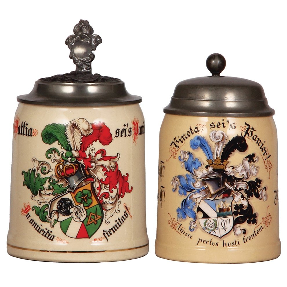 Student Society steins, two, Mettlach, .5L. (1 of 6)