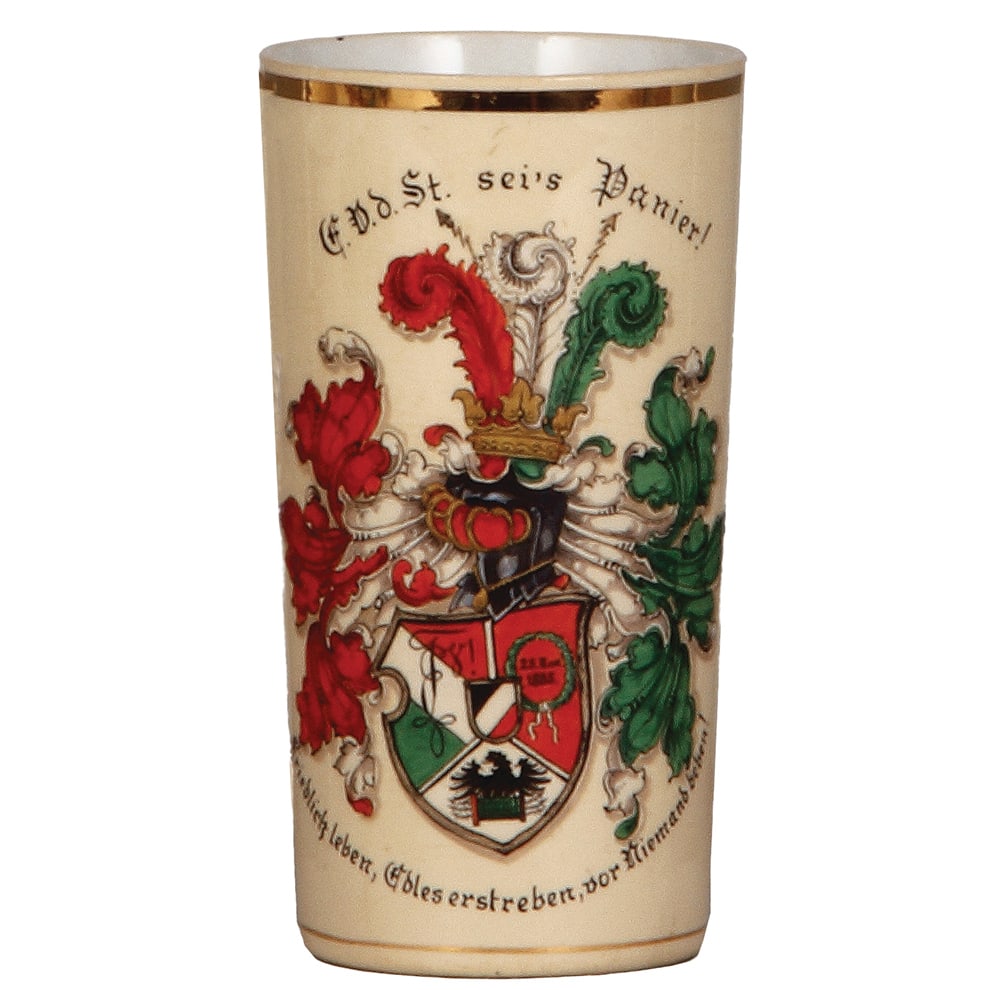 Mettlach beaker, .25L, Student Society, [2327].: Mettlach beaker, .25L, Student Society, [2327], transfer & hand-painted, F. v.d. St. sei's Panier!, mint.
