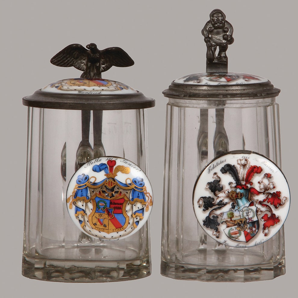 Student Society steins, two, glass, .4L. (1 of 6)
