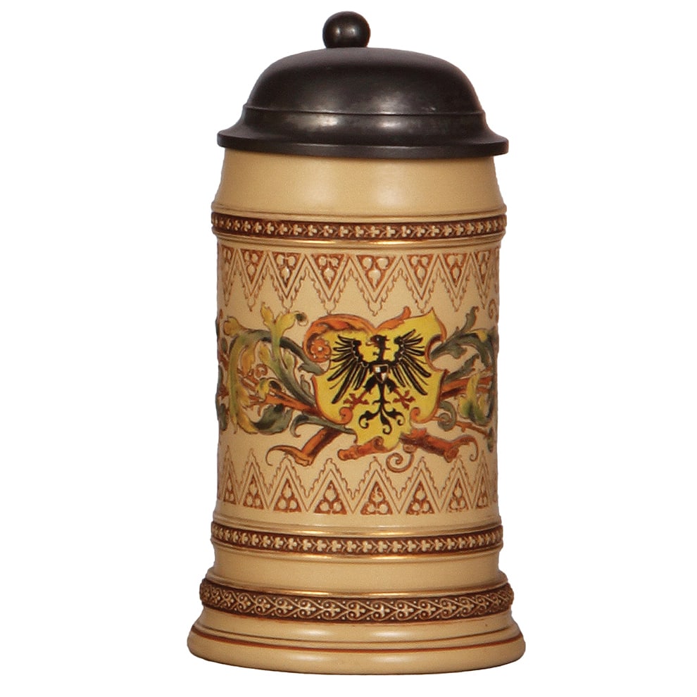 Mettlach stein, .5L, 280 Z, etched & hand-painted. (1 of 4)