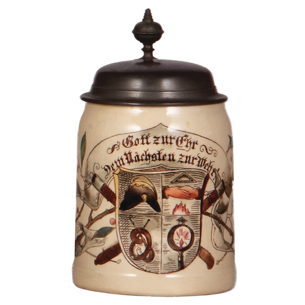 Mettlach stein, .5L, 604[1526], PUG, Feuerwehr. (1 of 3)