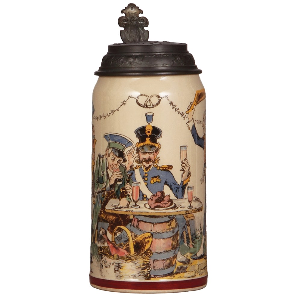Mettlach stein, 1.0L, 1110[1526], PUG, by H. Schlitt. (1 of 4)