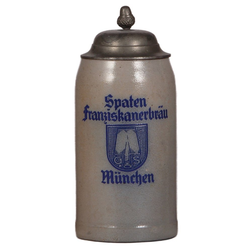 Brewery stein, stoneware, 1.0L, transfer, Spaten Franziskanerbräu. (1 of 3)
