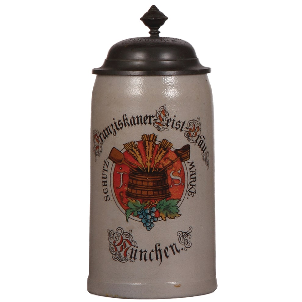 Brewery stein, stoneware, 1.0L, Franziskaner-Leist-Bräu München. (1 of 4)