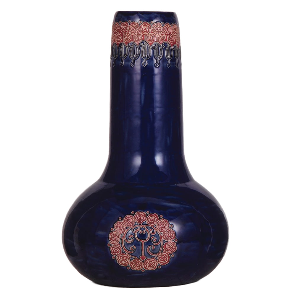 Richard Riemerschmid vase, 15.3"ht., marked 1797, by Reinhold Merkelbach. (1 of 3)