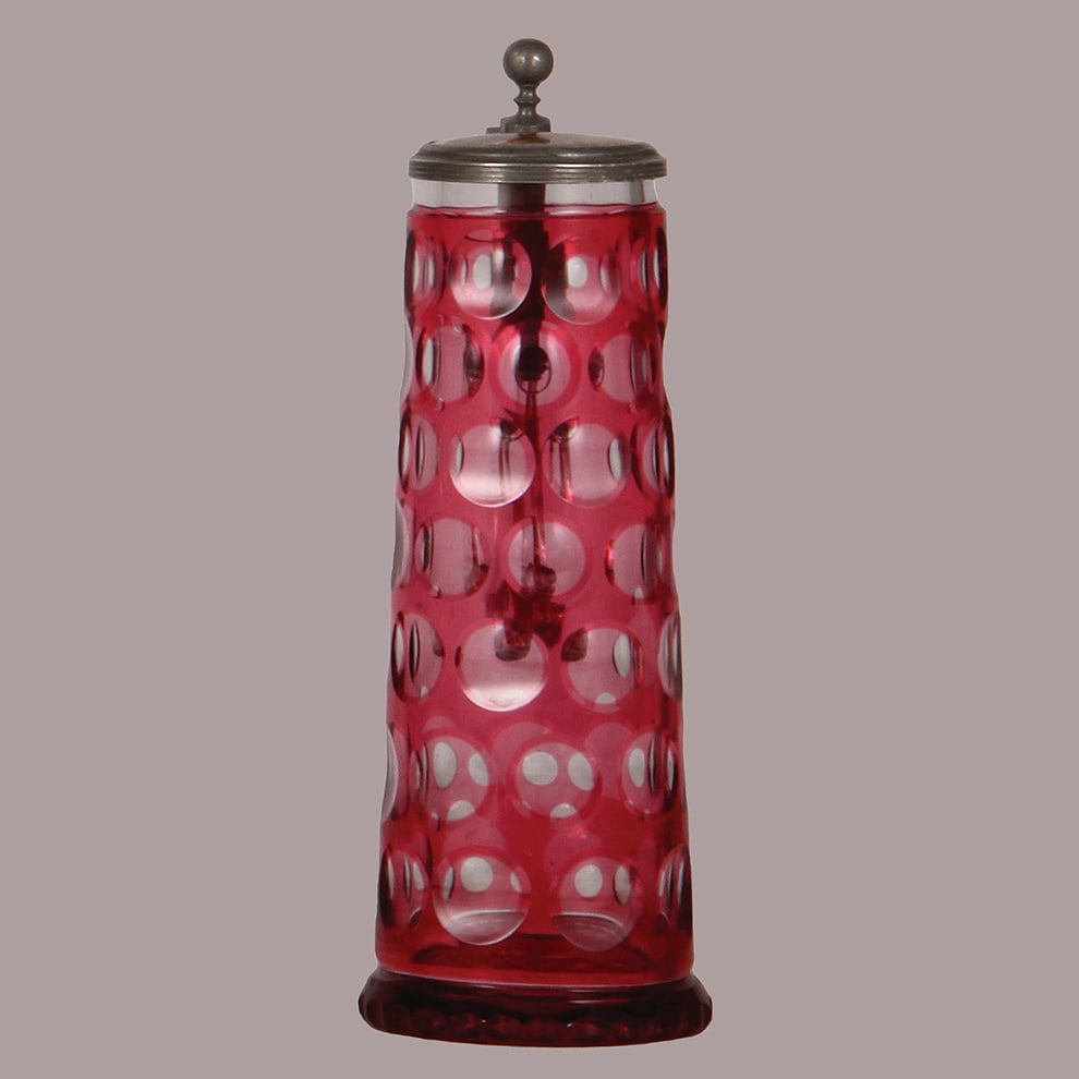 Glass stein, .5L, blown, cranberry overlay. (1 of 4)