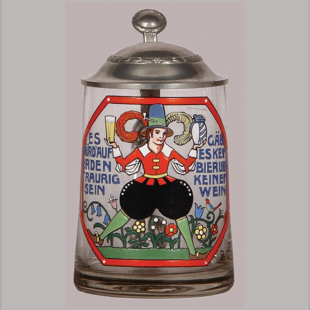 Franz Ringer glass stein, .5L, blown. (1 of 3)