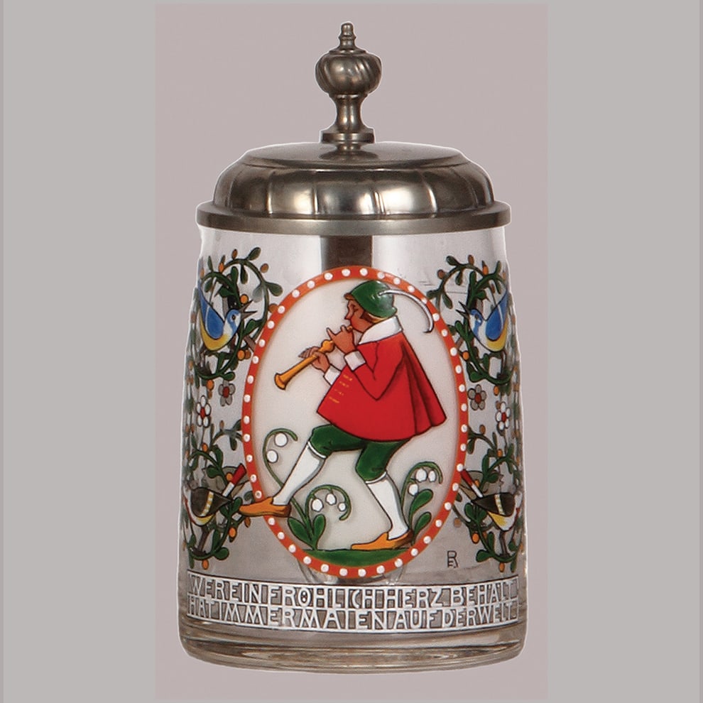 Franz Ringer glass stein, .5L, blown. (1 of 3)