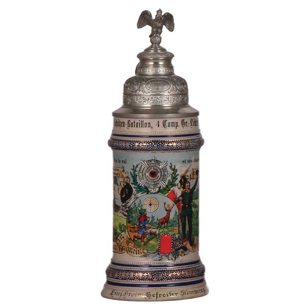 Regimental stein, .5L, Garde Schützen Bataillon, 4. Comp., Gr. Lichterfelde. (1 of 3)