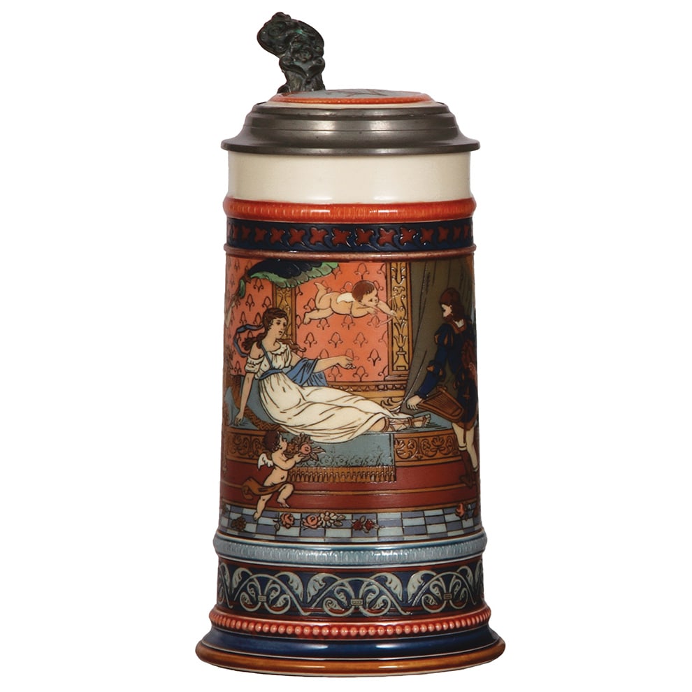 Mettlach stein, 1.0L, 2401, etched. (1 of 4)