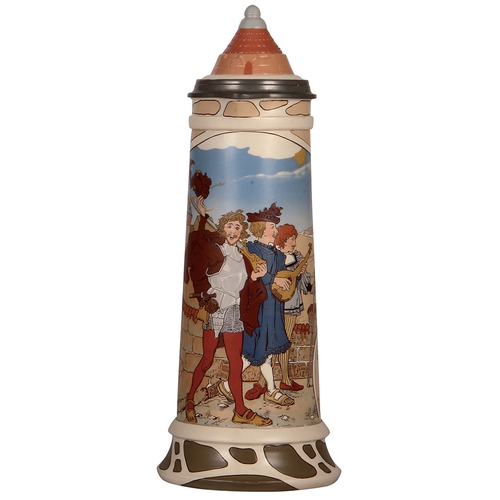 Mettlach stein, 3.5L, 2825, etched. (1 of 3)