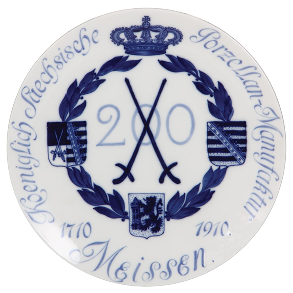 Meissen plaque, 9.7" d., 1710 - 1910.: Meissen plaque, 9.7" d., porcelain, marked with crossed swords 1710 - 1910, 200 years Meissen porcelain manufaktur, mint.