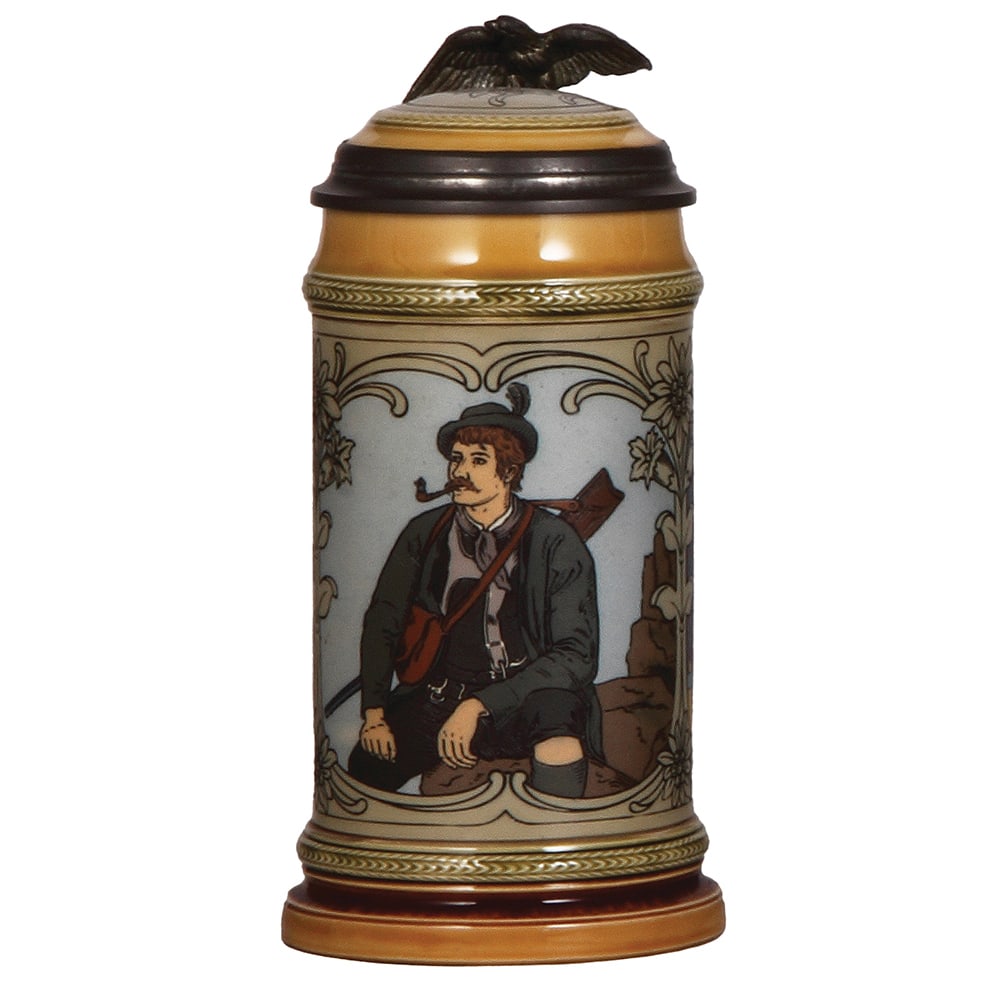 Mettlach stein, .5L, 2845, etched, Jäger. (1 of 4)