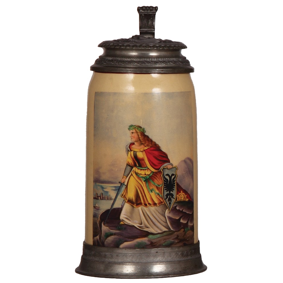Mettlach stein, 1.0L, 1526, hand-painted, Germania. (1 of 4)