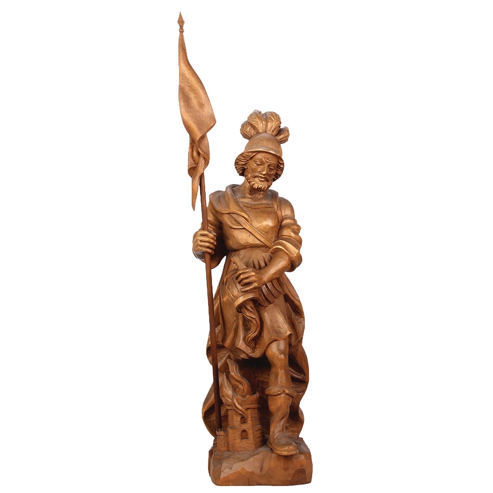 Black Forest wood carving, 31.5'' ht., St. Florian extinguishing fire. (1 of 4)