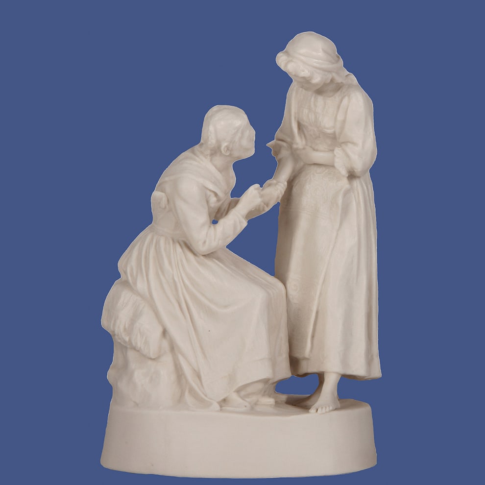 Mettlach figurine, 12.5" ht., parian, Palm Reader. (1 of 4)